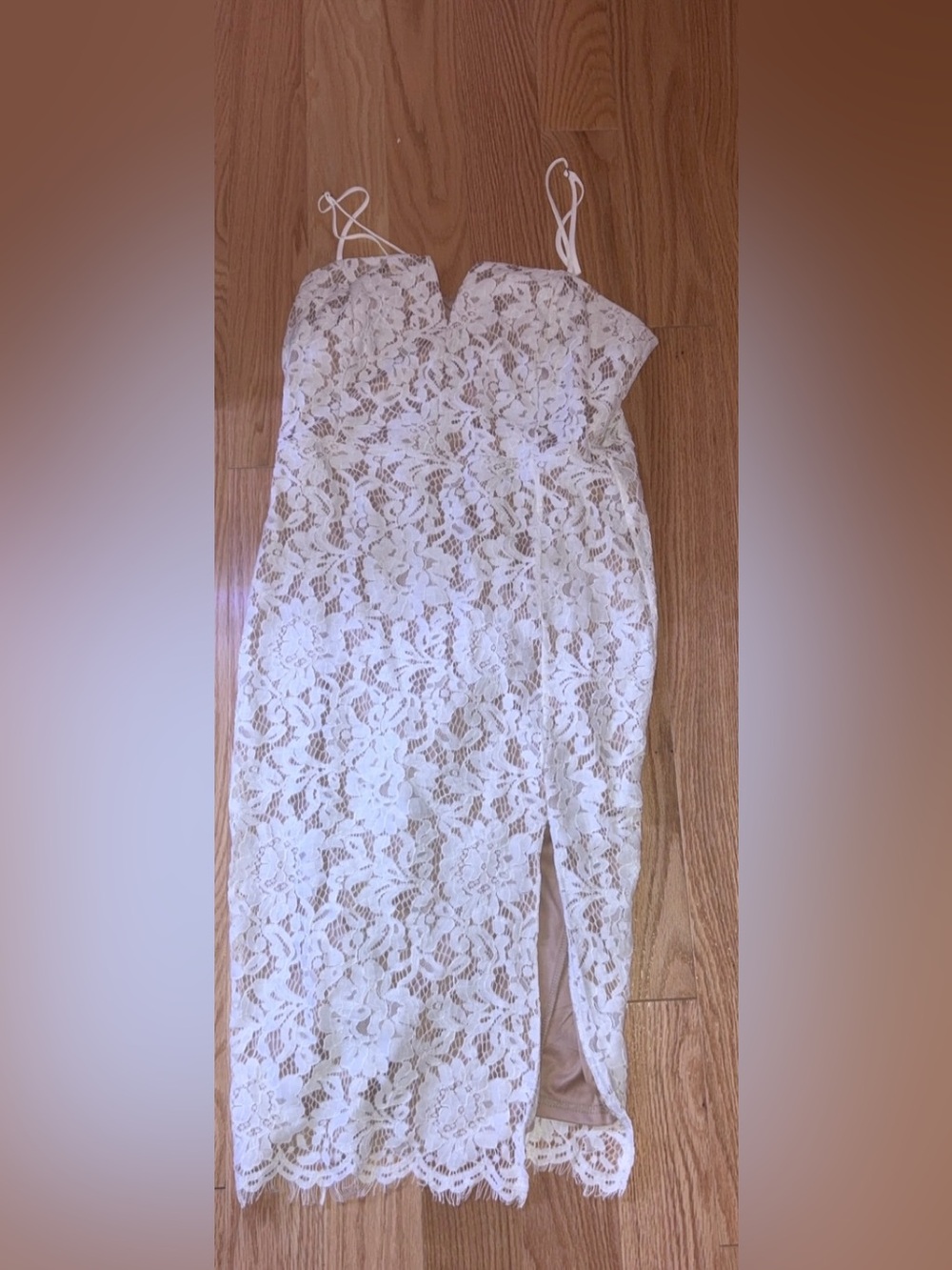 Lulu's Cream Floral Lace Dress